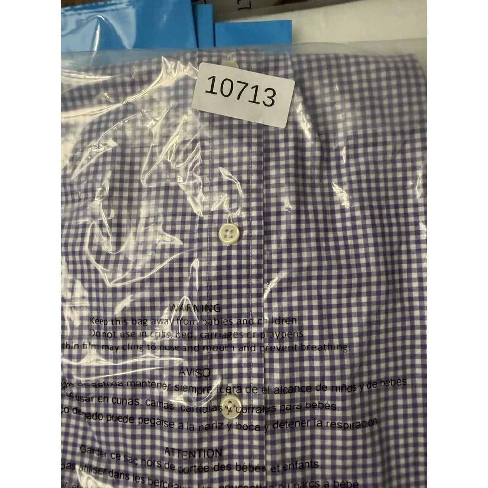Polo Ralph Lauren Button Shirt Mens S Purple Gingham Check Custom Fit Green Pony